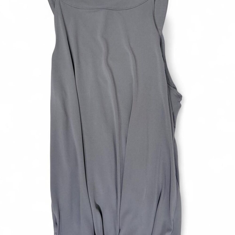 Apostrophe Gray Beaded V-Neck Pleated Tank Size L Y2K Embellished - Picture 2 of 6